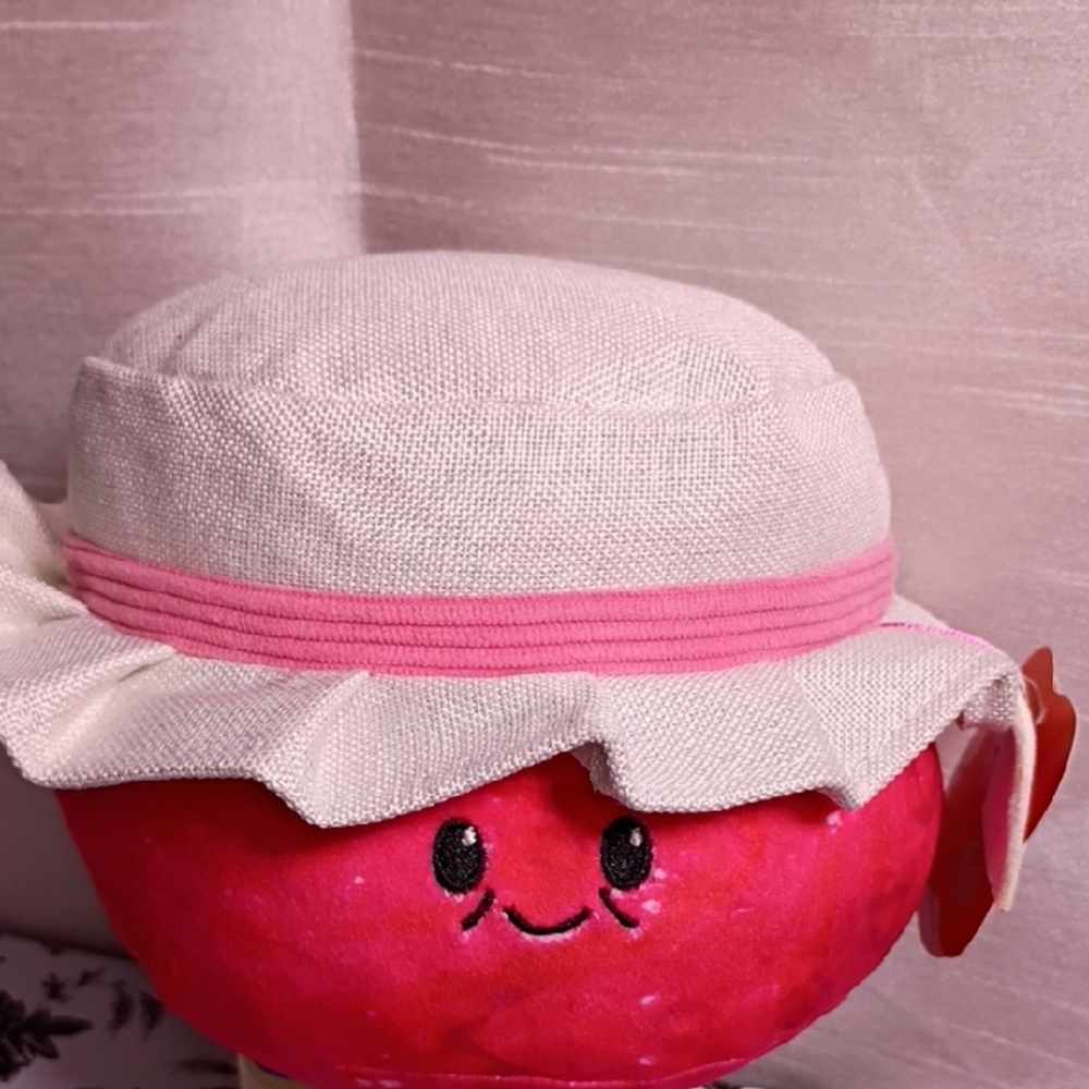 Adorable Pink and White Stuffed Animal with‎ Hat
